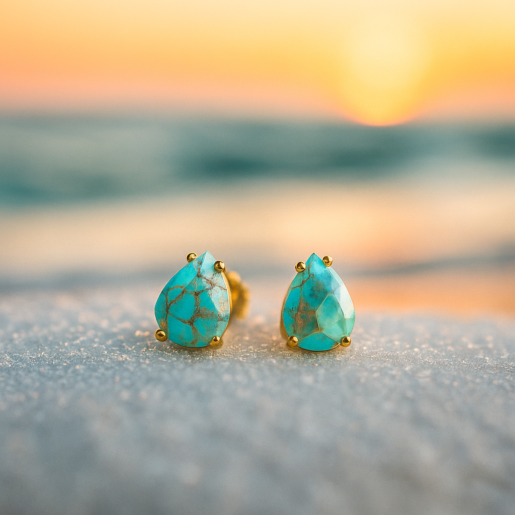Classic Turquoise Stone Stud Earrings