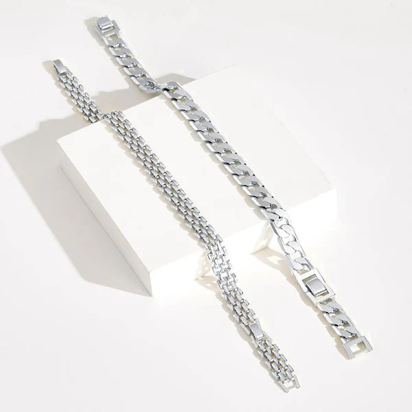 Set of 2 Chunky 14k Gold Link Anklets