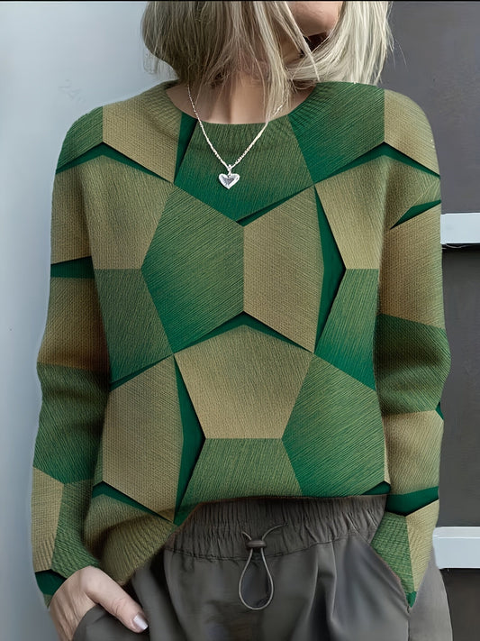 Lavinia | Geometric 3D Pattern Knit Sweater