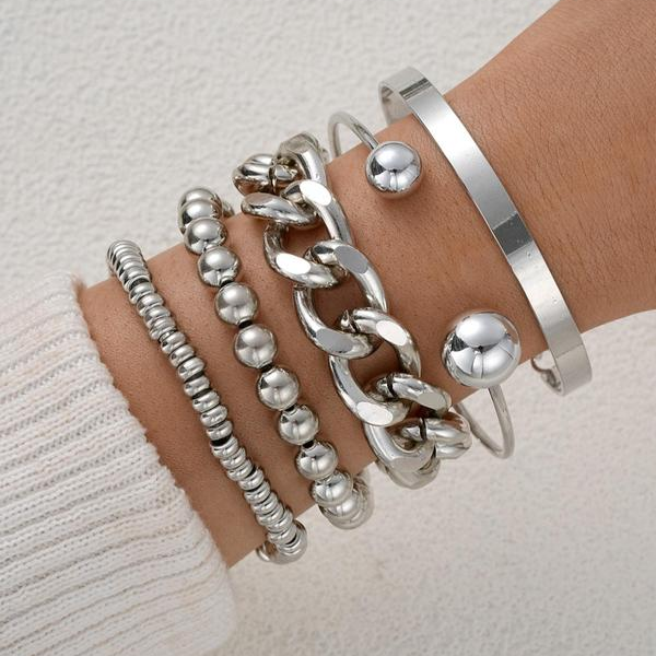 SET OF 5 CHUNKY STACKABLE BRACELETS