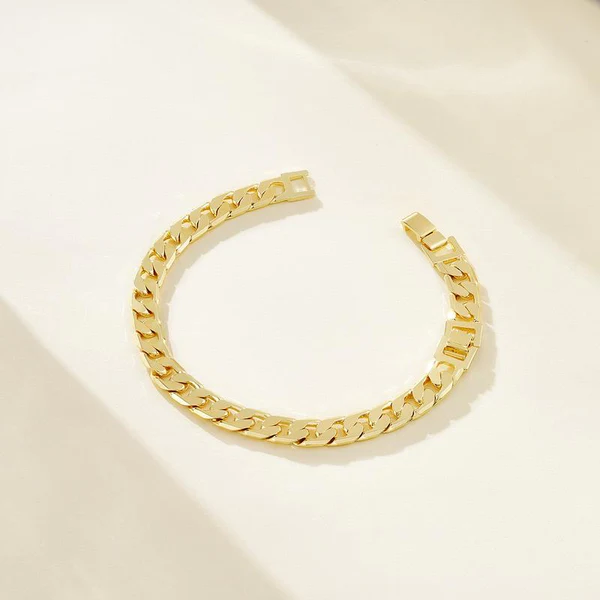 Set of 2 Chunky 14k Gold Link Anklets
