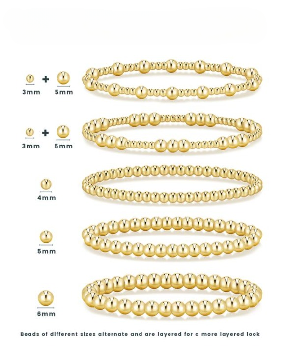 Set of 5 Gold Beaded Bracelets