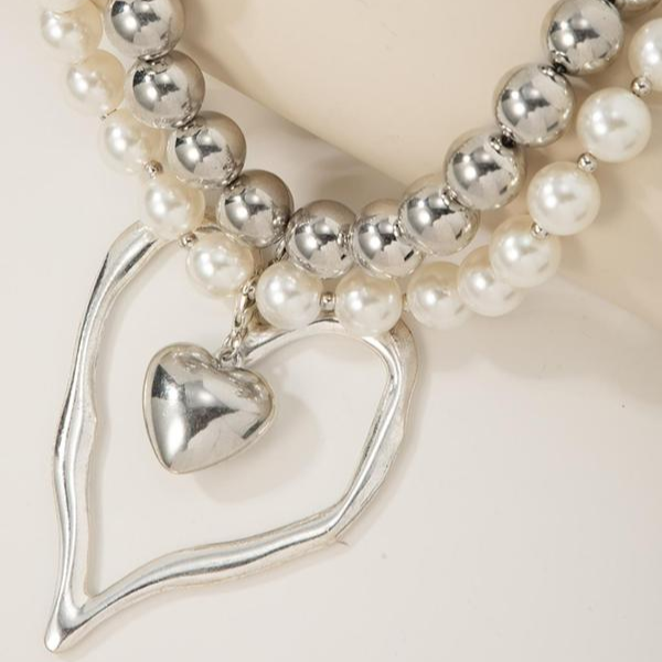 Set of 2 Chunky Heart Necklaces