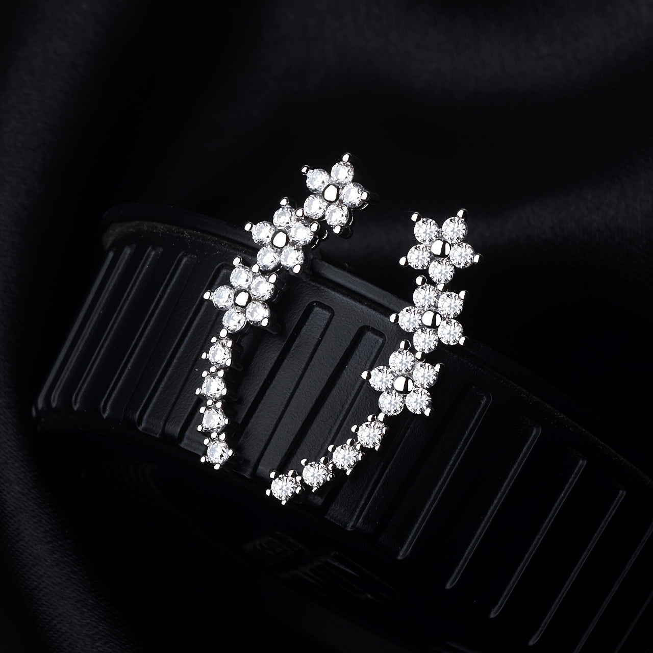 Elegant Floral Rhinestone Earrings