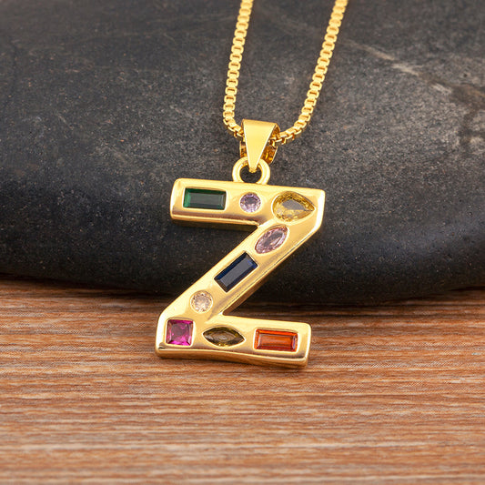 Colorful Gemstone Initial Necklace