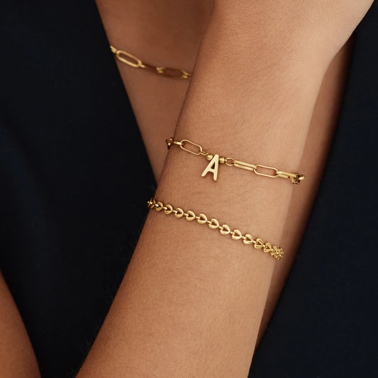 Paperclip Initial Charm Bracelet