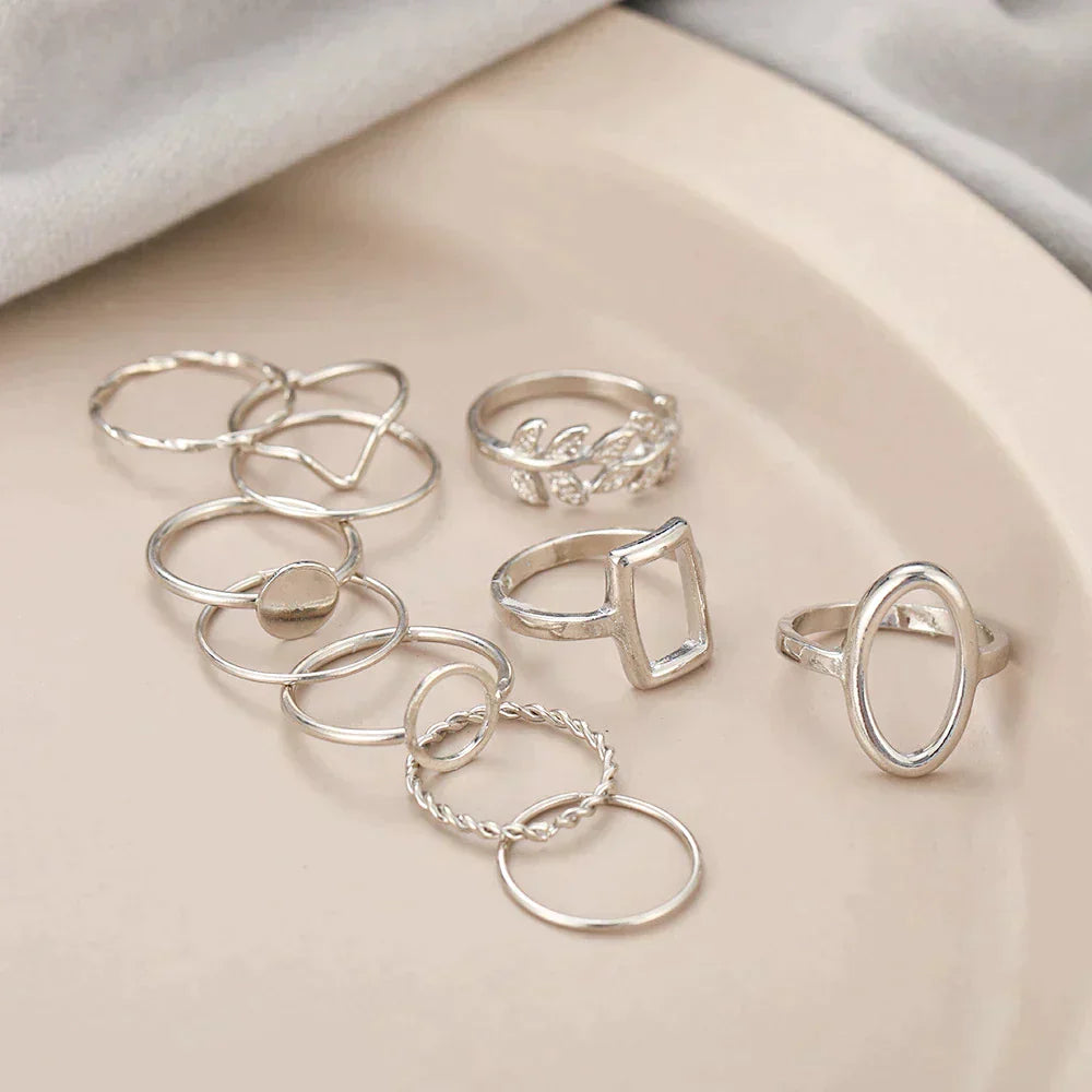 Set of 11 Vintage Silver Rings