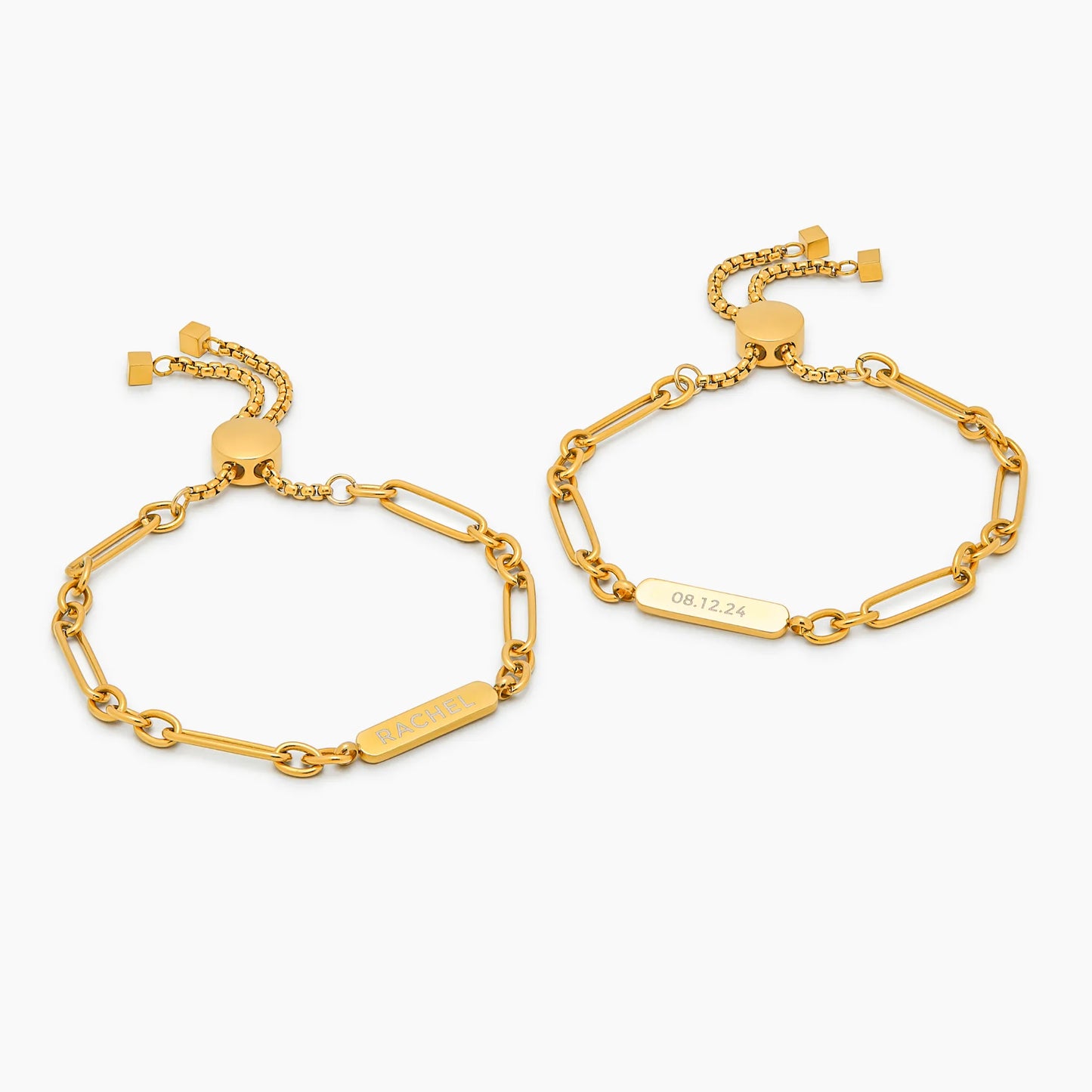 Personalized Name and Date Engraved Paperclip Bracelet