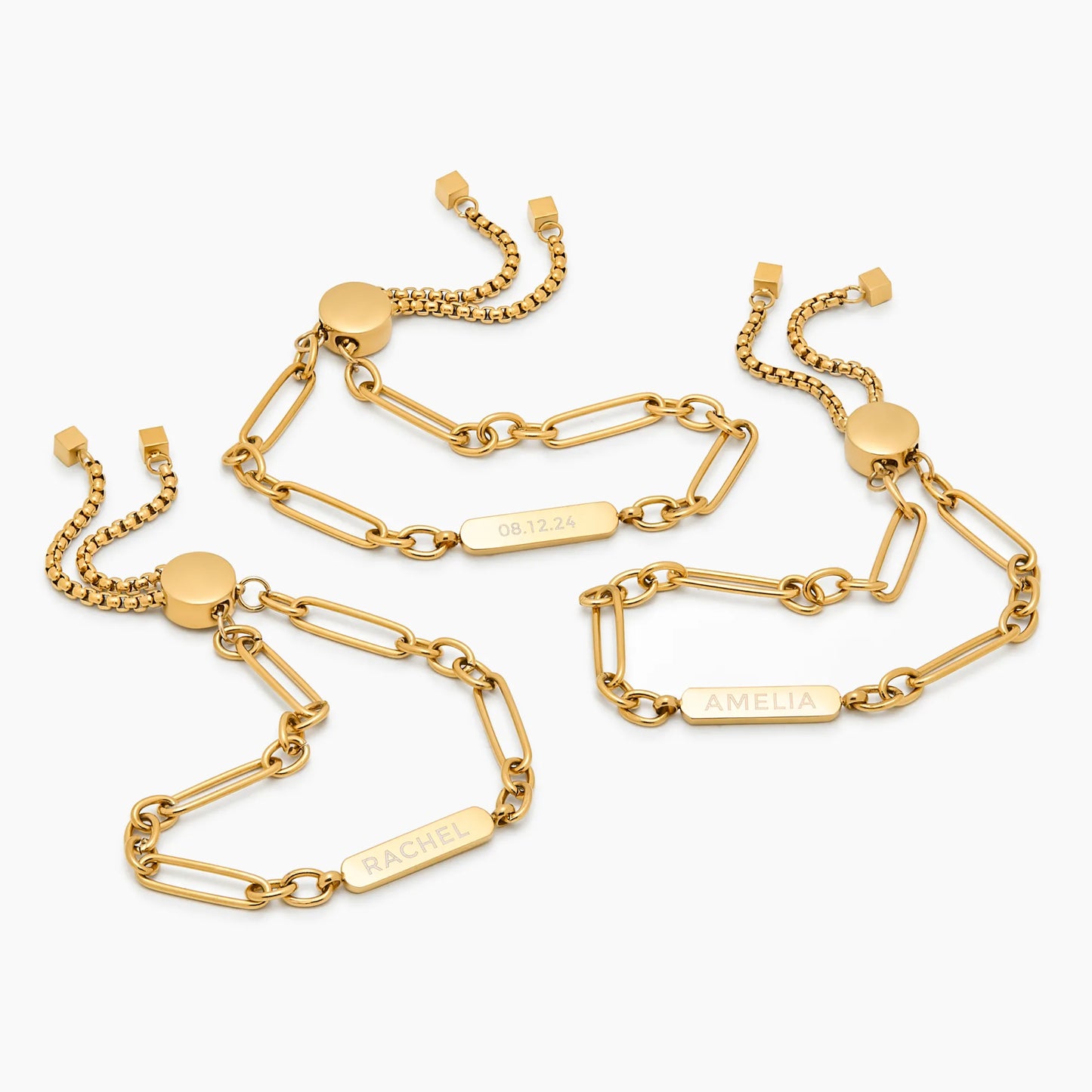 Personalized Name and Date Engraved Paperclip Bracelet