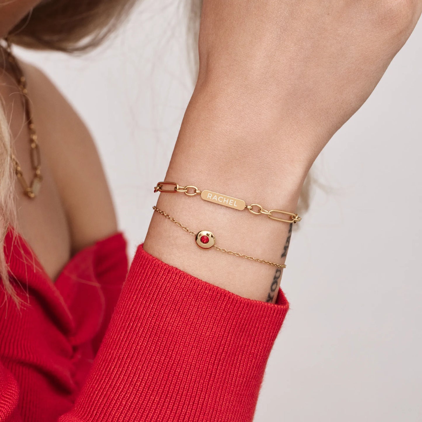Personalized Name and Date Engraved Paperclip Bracelet