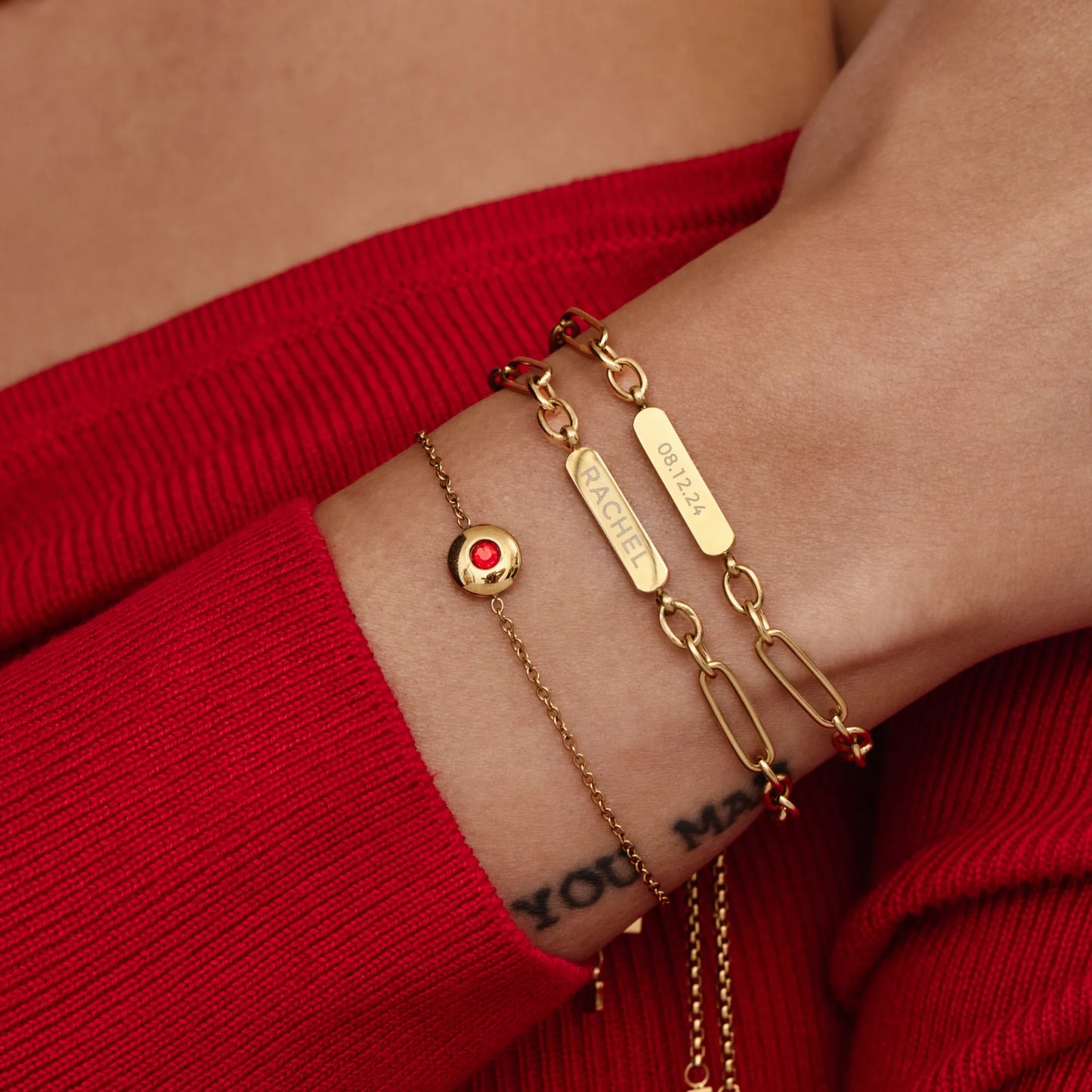 Personalized Name and Date Engraved Paperclip Bracelet