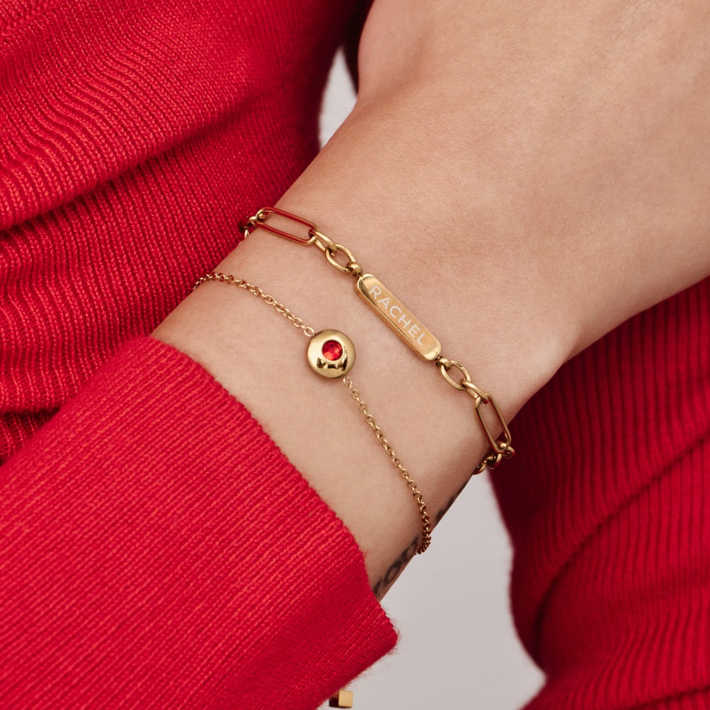 Personalized Name and Date Engraved Paperclip Bracelet