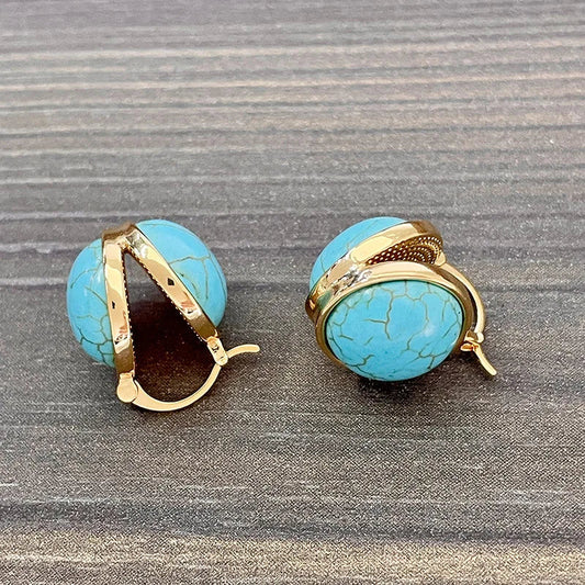 Chic Vintage Turquoise Geometric Stud Earrings