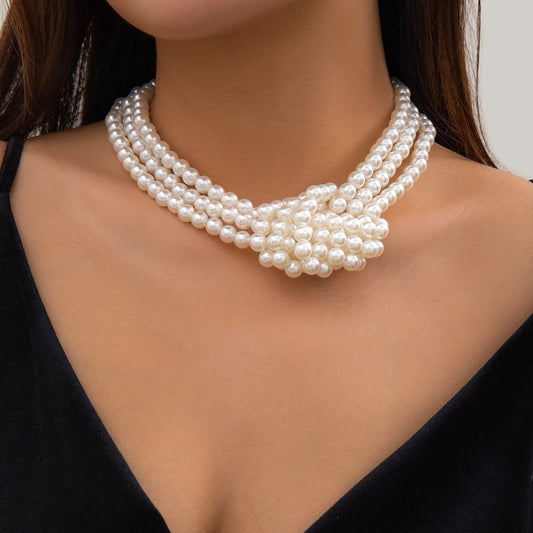 White Black Pearl Choker Necklace