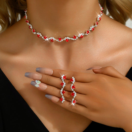 3pc Rhinestone Flower Jewellery Set