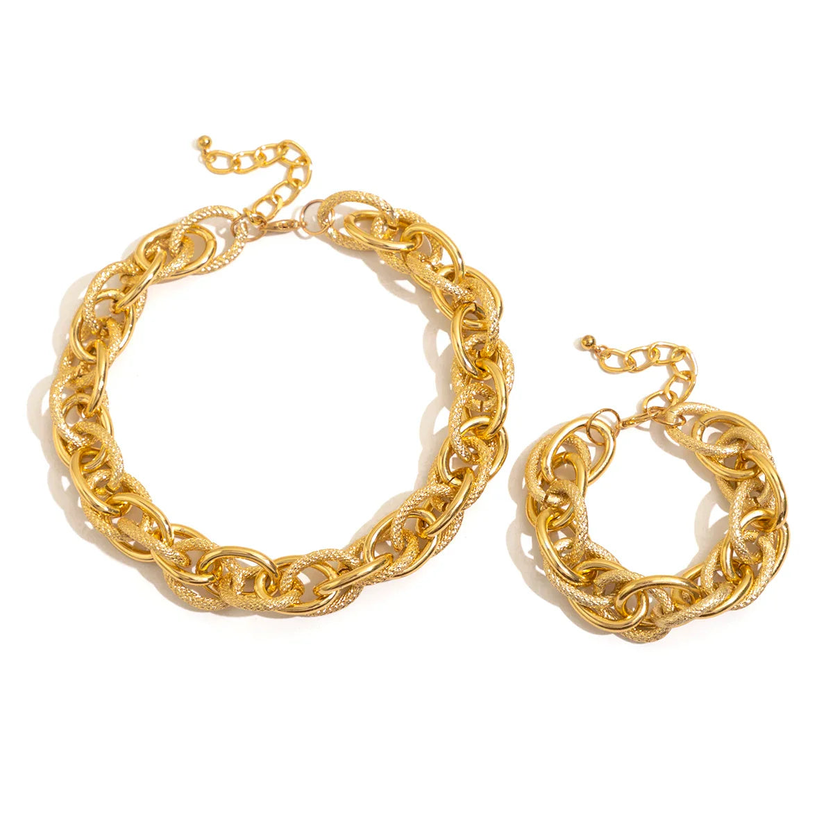 Chunky Woven Dual Chain Bracelet and Necklace Set