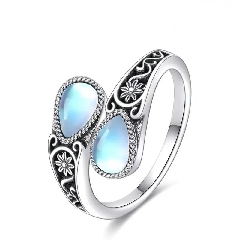 Graceful Moonstone Floral Ring