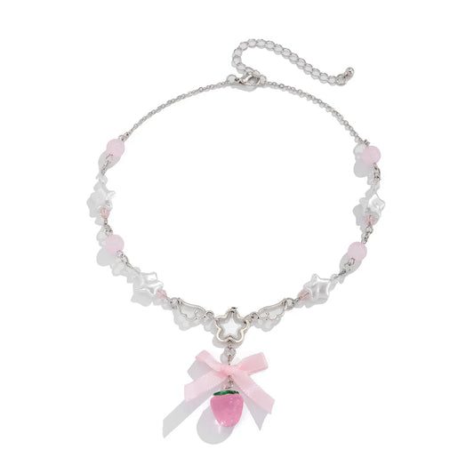 Y2K Strawberry Star Choker Necklace
