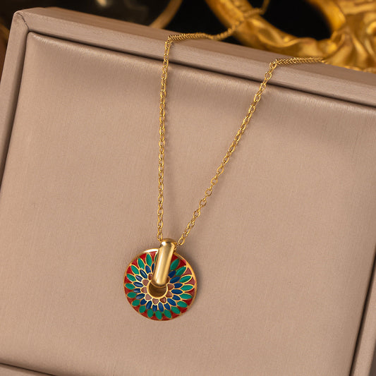 Colorful Enamel Medallion Jewellery Set