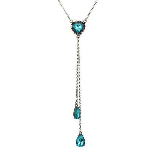 Blue Crystal Heart Necklace