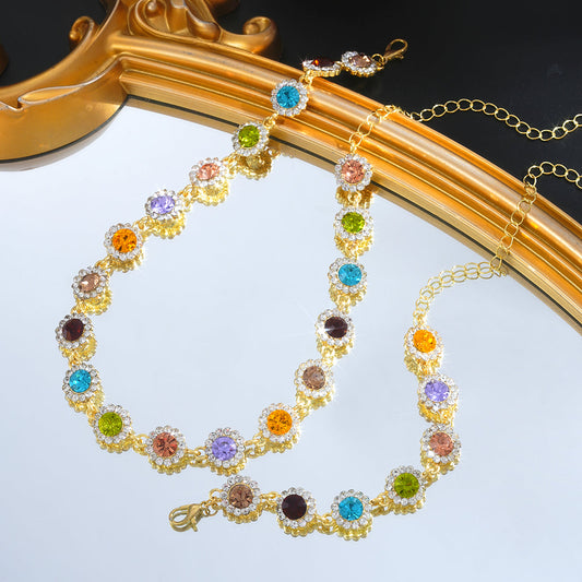 Colorful Crystal Halo Jewellery Set