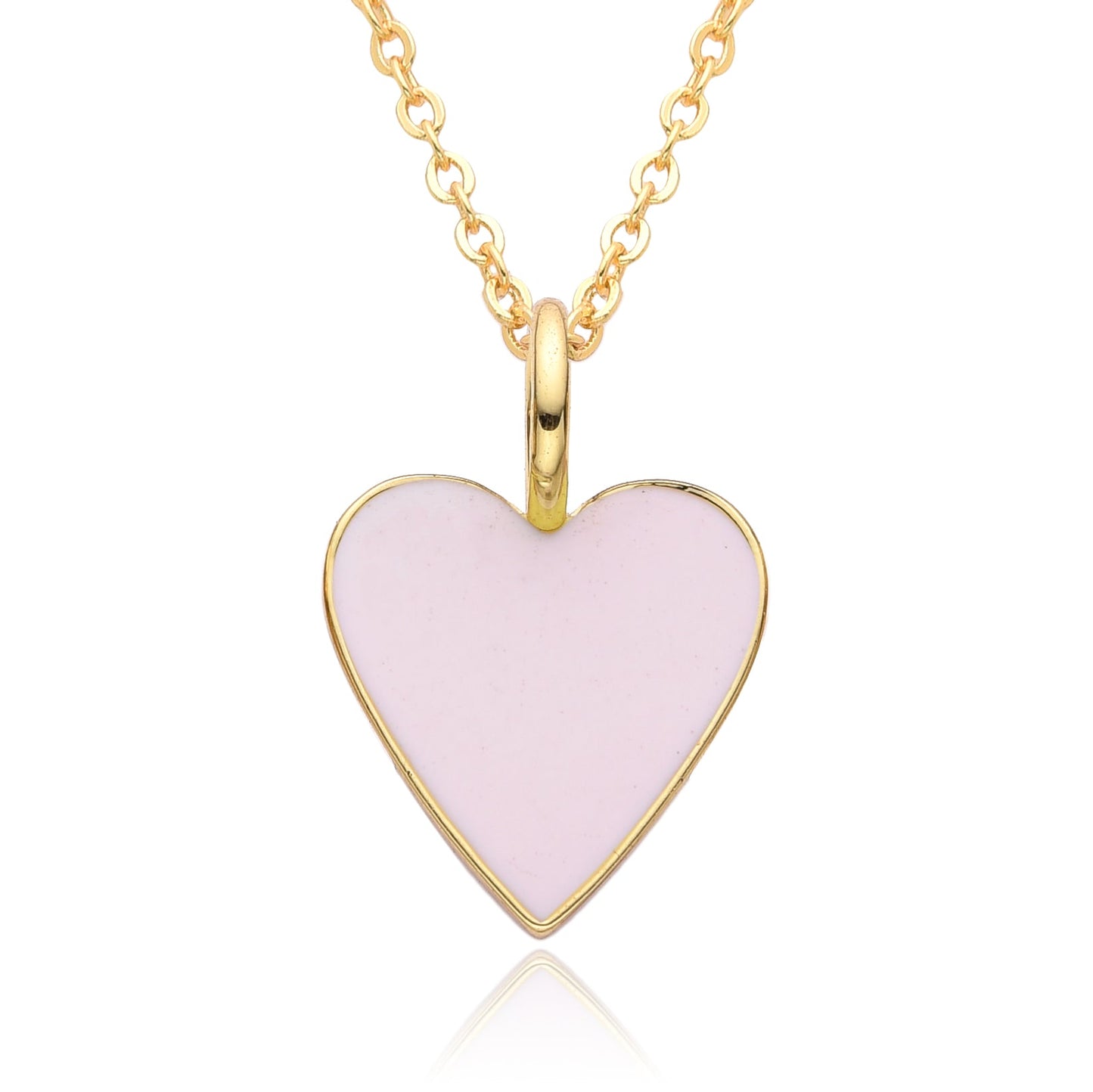 Gold Enamel Heart Pendant Necklace