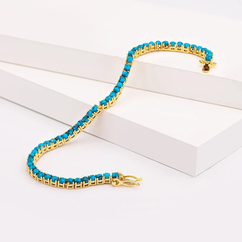 Chic Gold and Turquoise Chain Bracelet