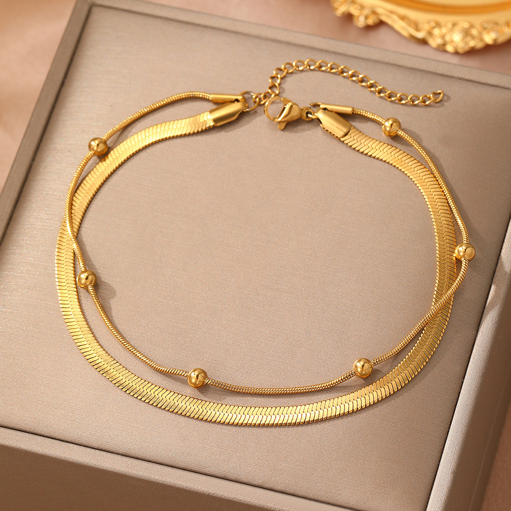Set of 2 Elegant Gold Layered Anklets