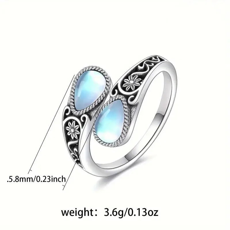 Graceful Moonstone Floral Ring