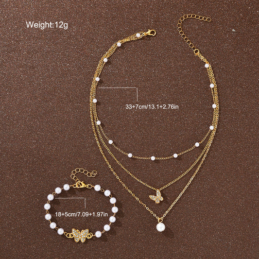 2pc Pearl Butterfly Jewellery Set