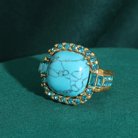 Antique Art Deco Turquoise and Gold Ring