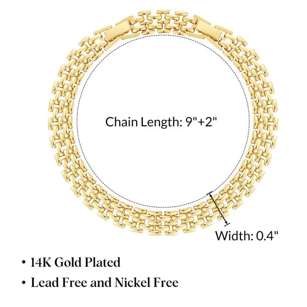 Set of 2 Chunky 14k Gold Link Anklets