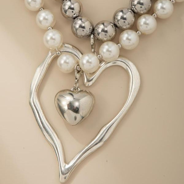 Set of 2 Chunky Heart Necklaces
