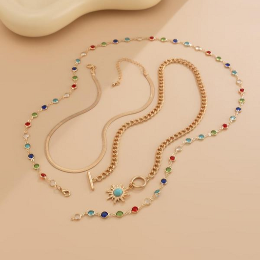 3pc Boho Sunflower Necklace
