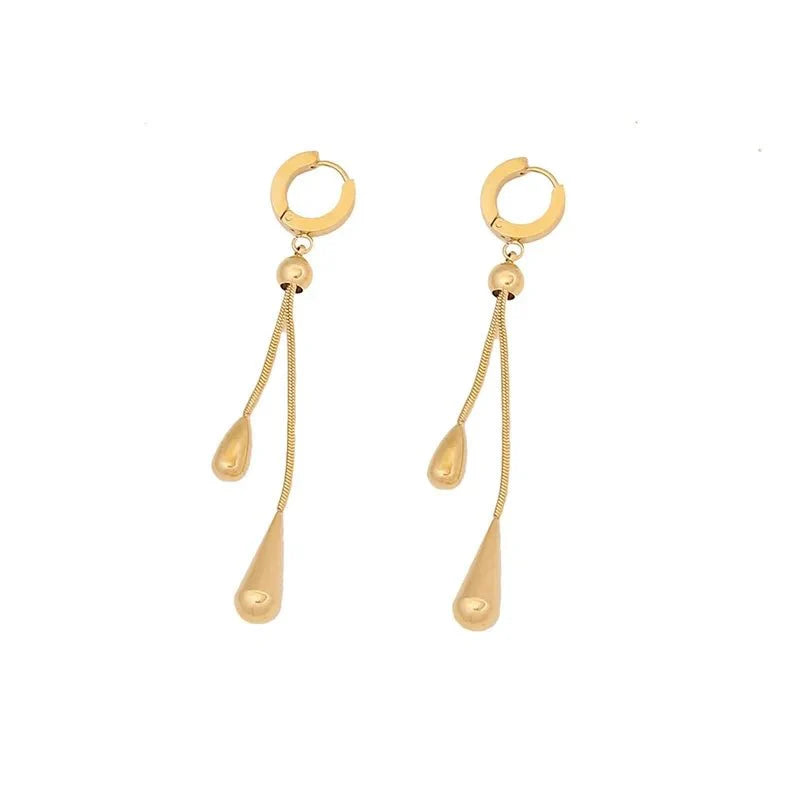 Adjustable Lariat Necklace with Droplet Pendant and Matching Earrings