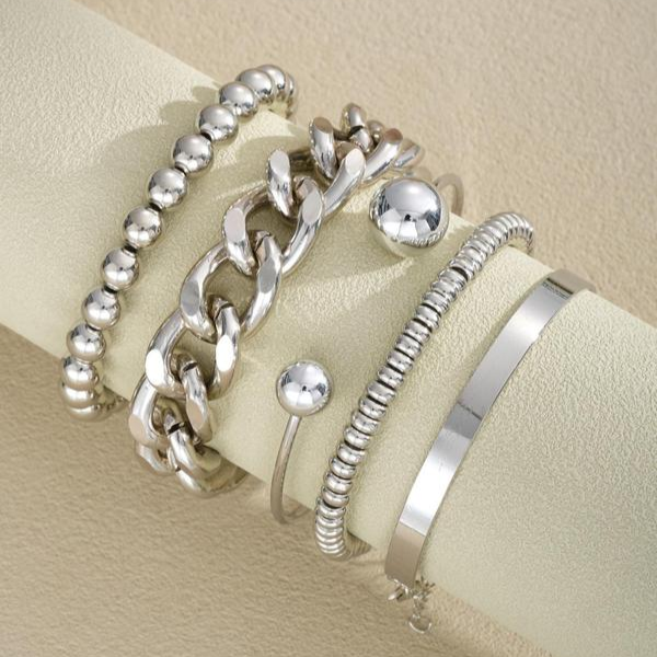 SET OF 5 CHUNKY STACKABLE BRACELETS