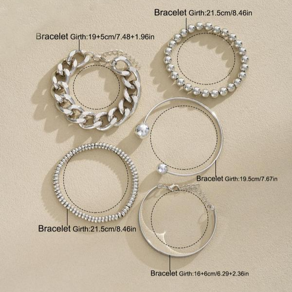 SET OF 5 CHUNKY STACKABLE BRACELETS