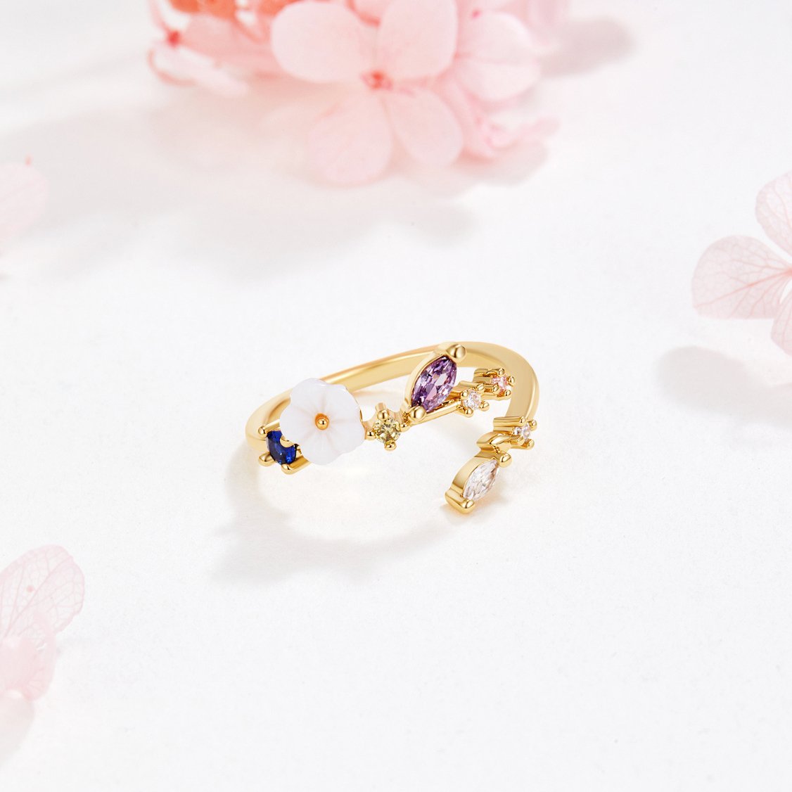Joyful Gold Blossom Rings