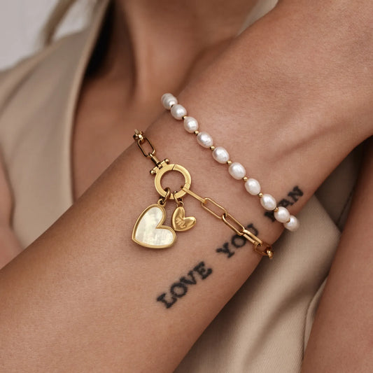 Paperclip Initial Heart Bracelet