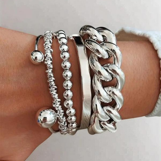 Chunky Stackable Bracelets Jewellery Set