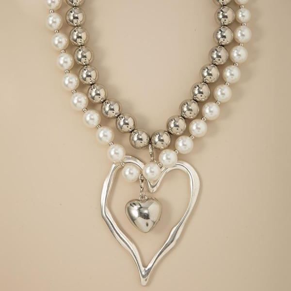 Set of 2 Chunky Heart Necklaces