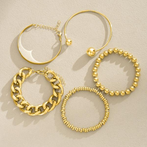 SET OF 5 CHUNKY STACKABLE BRACELETS
