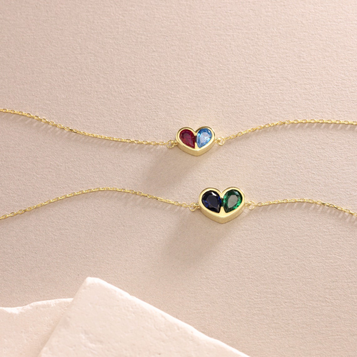 Eternal Birthstone Heart Necklace and Bracelet Set