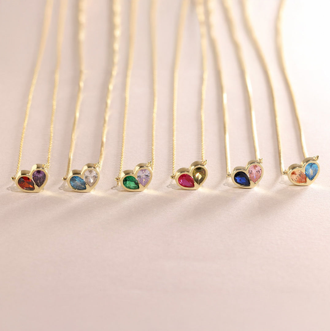 Eternal Birthstone Heart Necklace and Bracelet Set