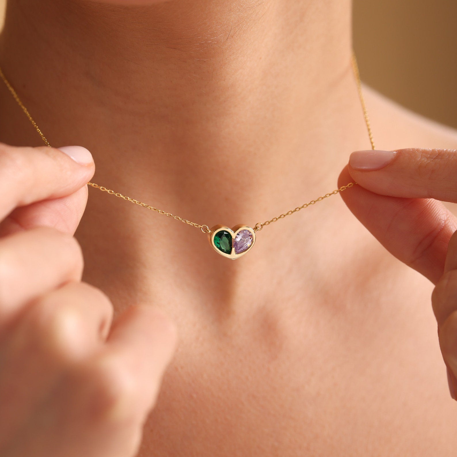 Eternal Birthstone Heart Necklace and Bracelet Set