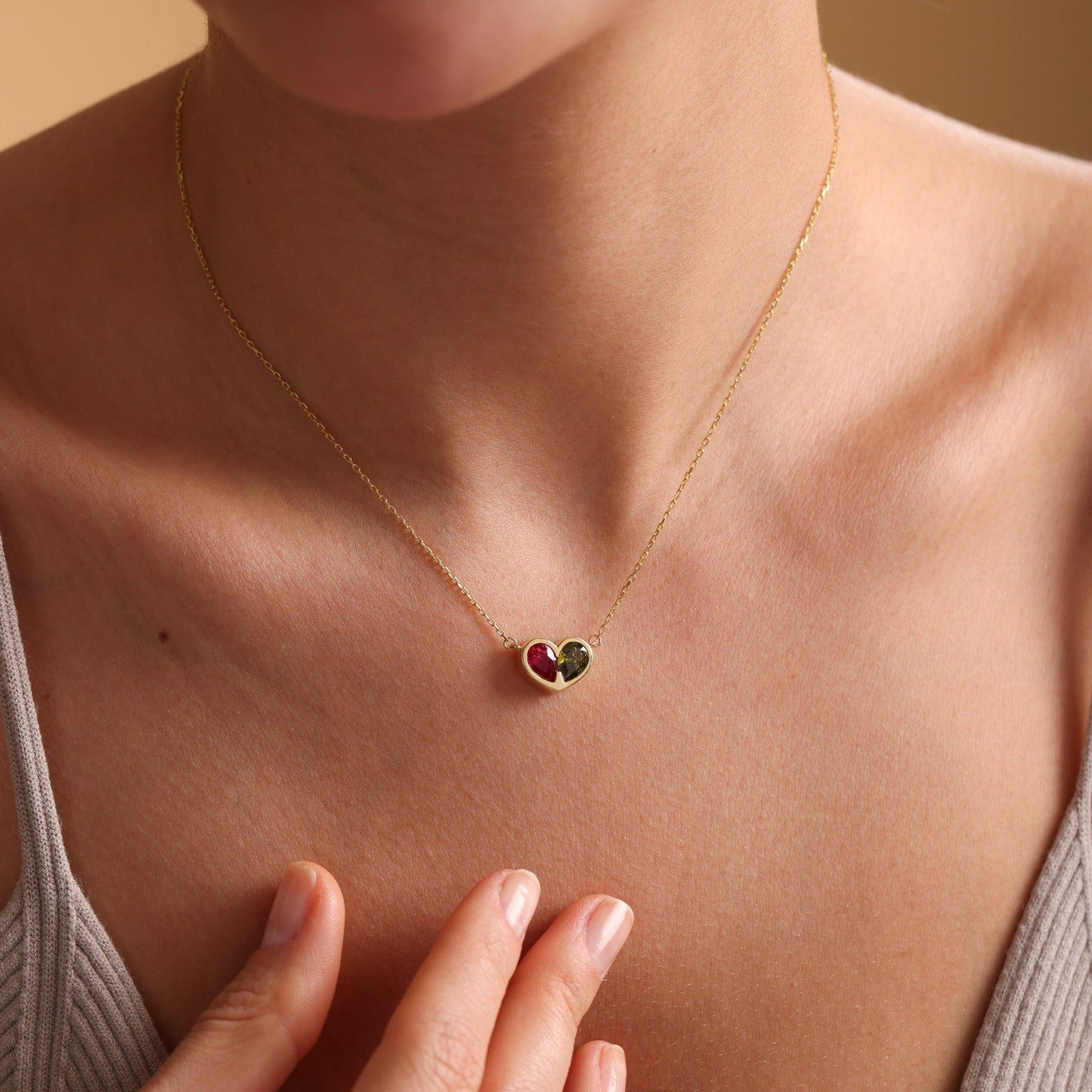 Eternal Birthstone Heart Necklace and Bracelet Set