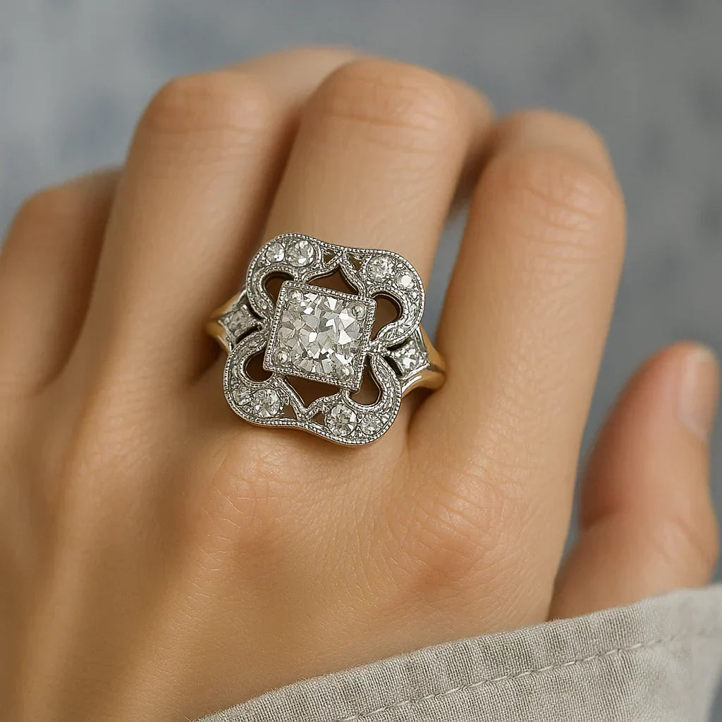 Timeless Gold Ring Adorned with Vintage Zirconia