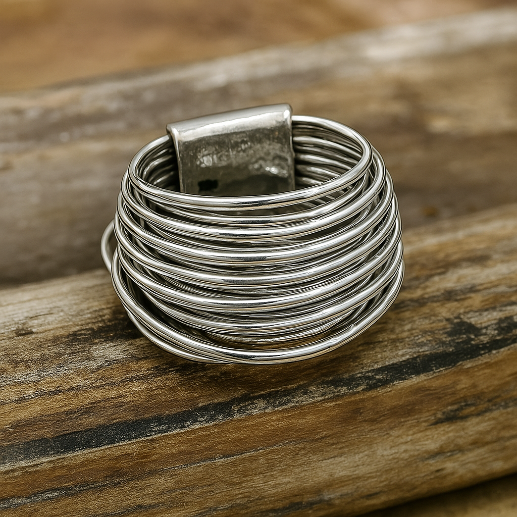 Antique-Inspired Silver Stacking Ring