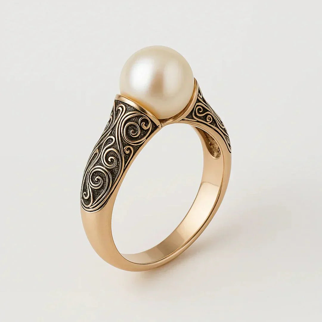 Classic Golden Ring with Vintage Pearl Accents