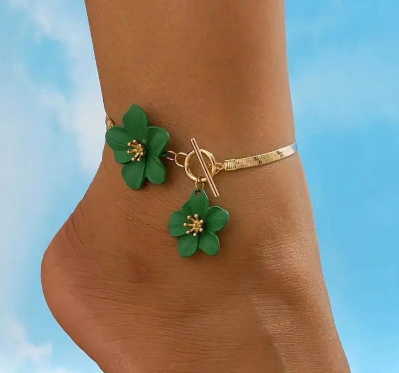Chic Twin Blossom Anklet